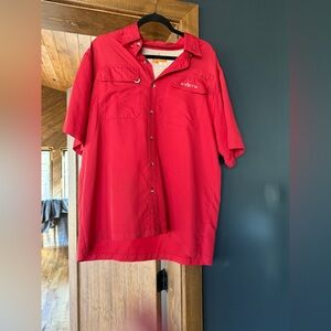 Men's Red Casual Button Down Shirt